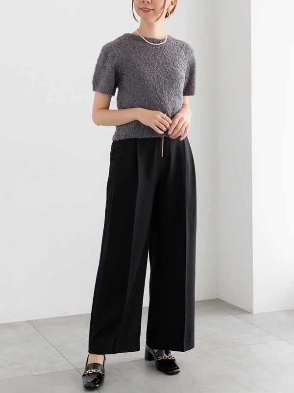 セール】 ハイウエストフロントジップワイドパンツ《2025Autumn