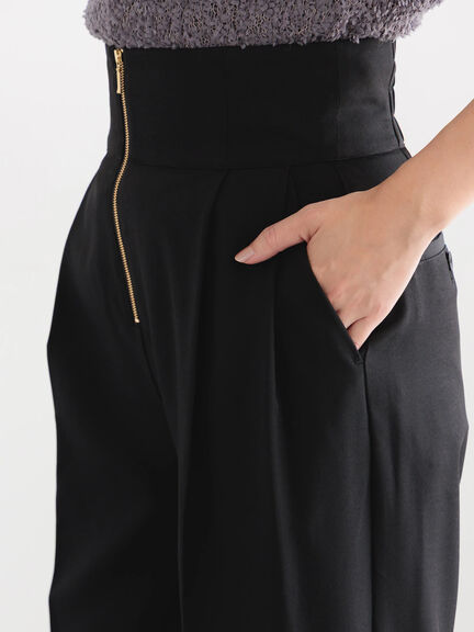 ハイウエストフロントジップワイドパンツ《2025Autumn catalog item》（チャコールグレー/ブラック/ブラウン）｜Te chichi（テチチ）通販