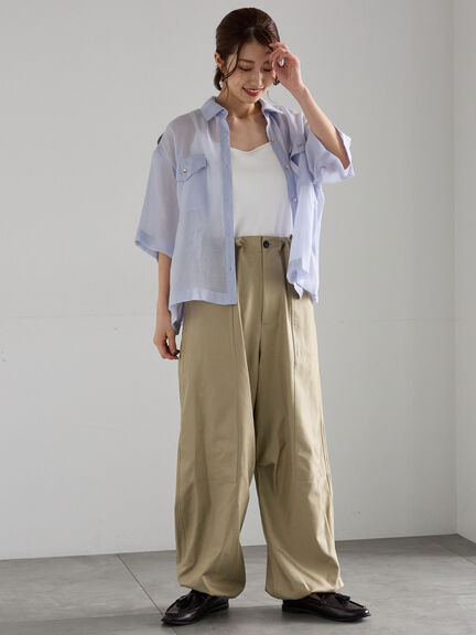 シャイニーツイルパラシュートパンツ《2025Autumn catalog item》（グレー/カーキ）｜Te chichi（テチチ）通販