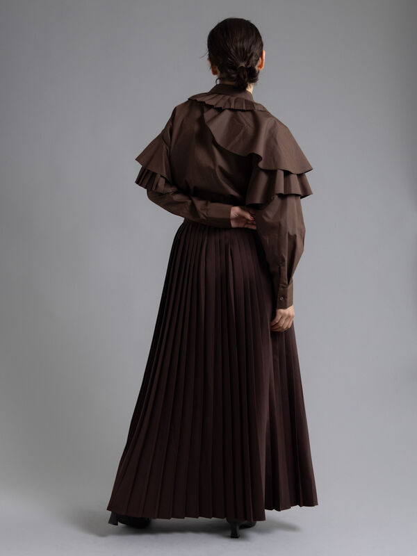 予約済　Te chichi　ブラウン×アイボリースカート Te chichi｜チェックアソートロングプリーツスカート | Rakuten