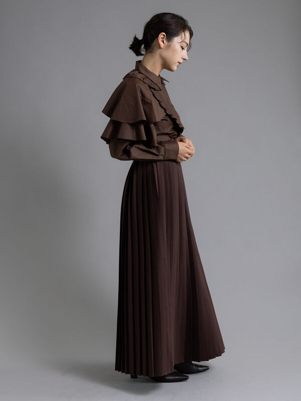 セール】 【Atelier plier】マキシプリーツスカート（ブラウン