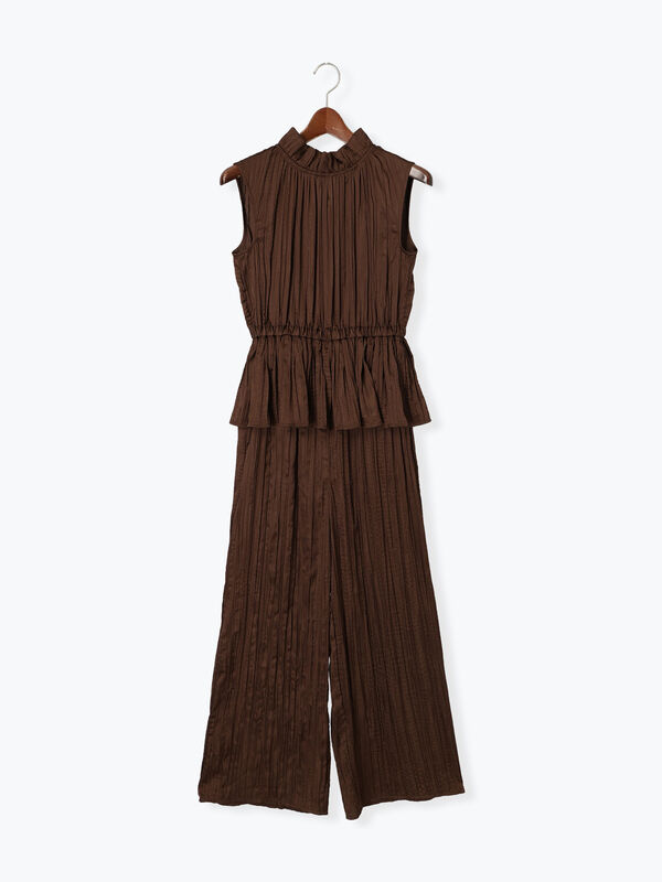 セール】 【Atelier plier】ワッシャープリーツオールインワン