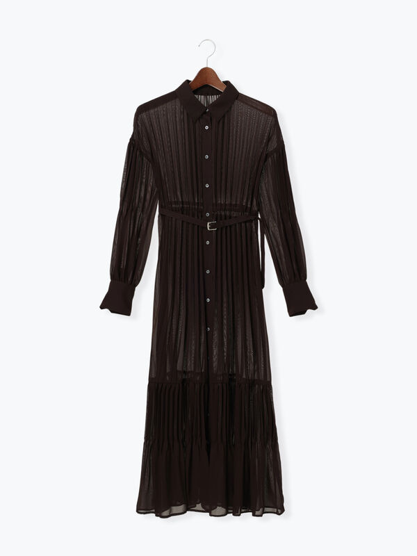 セール】 【Atelier plier】プリーツシャツカラーワンピース