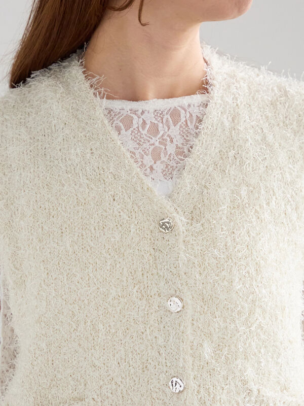 シャギーニットベスト　ガリャルダガランテ　オフホワイト GALLARDAGALANTE(ガリャルダガランテ)｜シャギーニットベスト