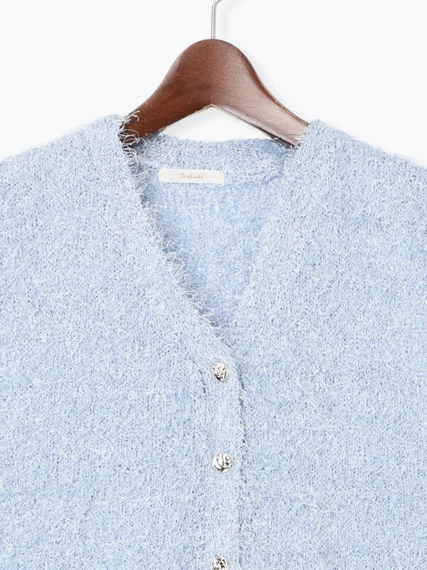 にゃち セール】 金釦ポケットシャギーニットベスト（オフホワイト