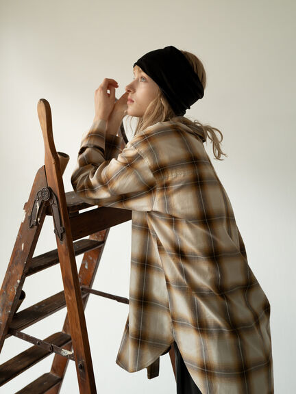 2WAYウエストタックチェックシャツ《2025Autumn catalog item》（ブラック/ベージュ）｜Te chichi（テチチ）通販