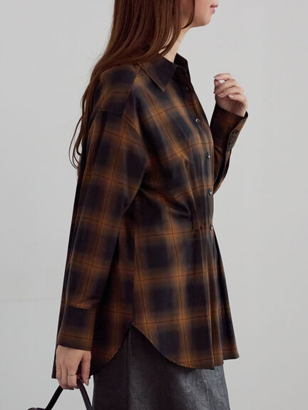2WAYウエストタックチェックシャツ《2025Autumn catalog item》（ブラック/ベージュ）｜Te chichi（テチチ）通販