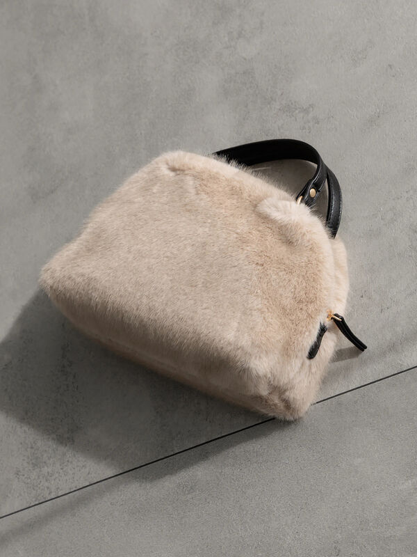 WEB限定】ファー2wayショルダーバッグ（グレー/モカベージュ