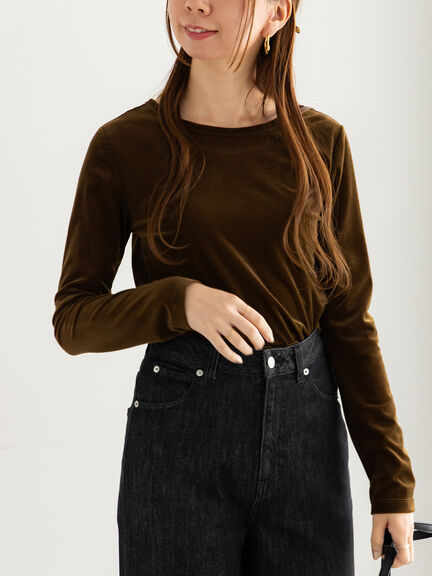 シアーベロアトップス《2025Autumn catalog vol.2 item》（チャコールグレー/ベージュ/ブラウン）｜Te chichi（テチチ）通販
