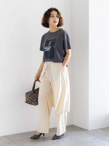ラップスカートレイヤードストレートパンツ《2025Autumn catalog item》（ベージュ/ブラウン）｜Te chichi（テチチ）通販