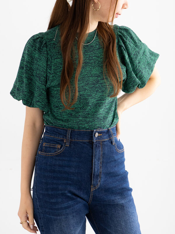 セール】 バルーンスリーブメランジニット（グレー/グリーン/トップス