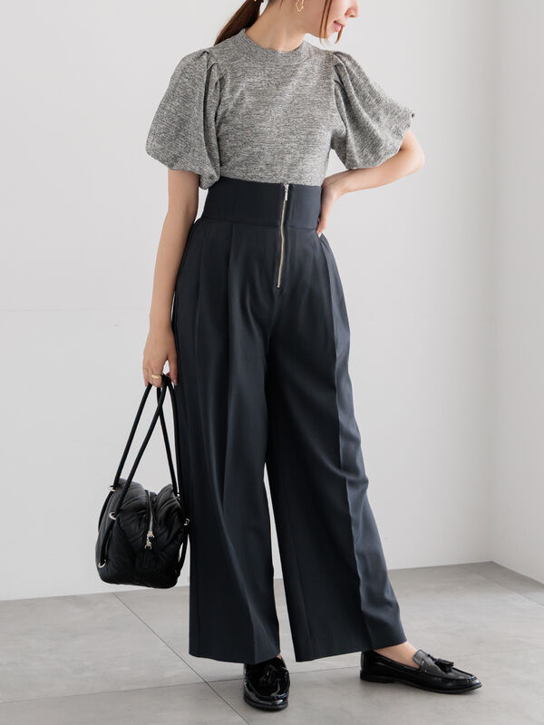 セール】 バルーンスリーブメランジニット（グレー/グリーン/トップス