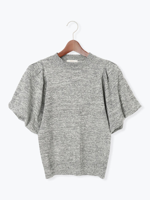セール】 バルーンスリーブメランジニット（グレー/グリーン