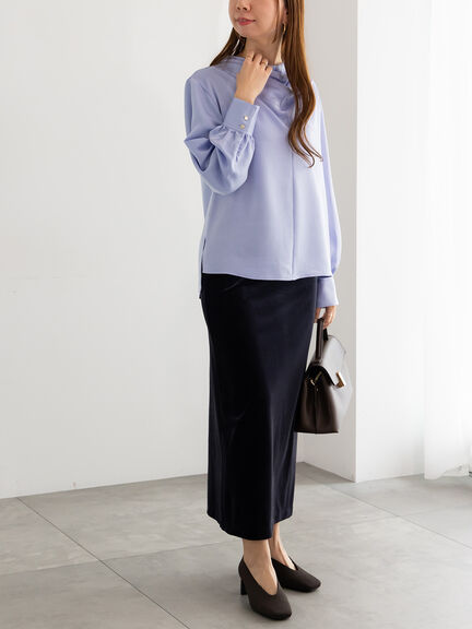 ドレープネックブラウス《2025Autumn catalog vol.2 item》（オフホワイト/グレー/ブルー）｜Te chichi（テチチ）通販