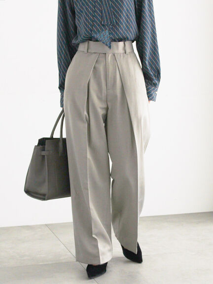 セール】 シャイニーワイドスラックス（グレー/ブラック/ボトムス