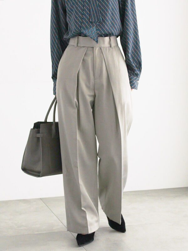 セール】 シャイニーワイドスラックス（グレー/ブラック/ボトムス