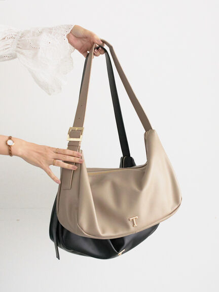 TメタルポイントムーンショルダーBAG（ブラック/ブラウン）｜Te chichi（テチチ）通販