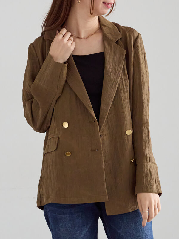 セール】 リンクルライトテーラードジャケット（ブラック/ブラウン