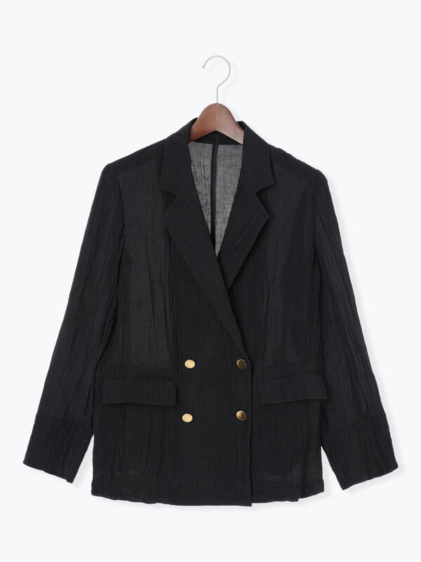 リンクルライトテーラードジャケット（ブラック/ブラウン