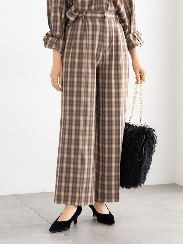 チェックスラックス（セットアップ可）《2025Autumn catalog item》（ブラウン）｜Te chichi（テチチ）通販
