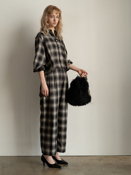 チェックスラックス（セットアップ可）《2025Autumn catalog item》（ブラック/ブラウン）｜Te chichi（テチチ）通販
