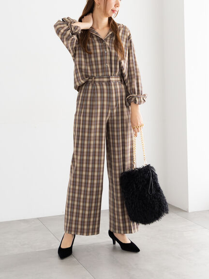 チェックスラックス（セットアップ可）《2025Autumn catalog item》（ブラック/ブラウン）｜Te chichi（テチチ）通販