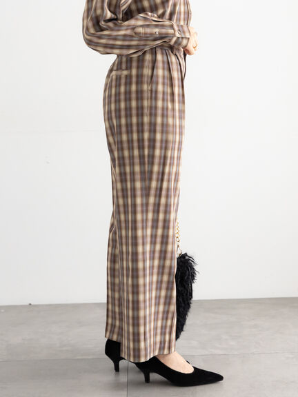 チェックスラックス（セットアップ可）《2025Autumn catalog item》（ブラック/ブラウン）｜Te chichi（テチチ）通販