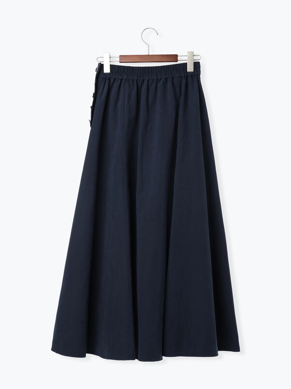 セール】 サイドボタンピーチフレアスカート（グレー/グリーン