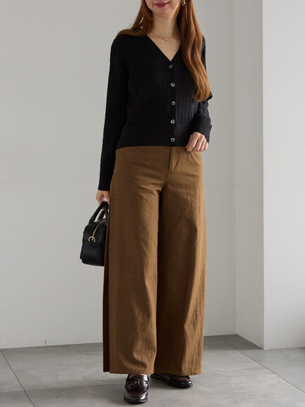 ミニケーブル刺繍Vネックカーディガン（グレー/ブラック/レッド）｜Te chichi（テチチ）通販