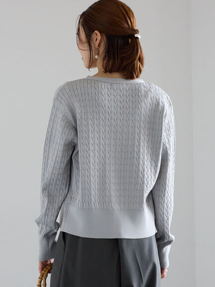 ミニケーブル刺繍Vネックカーディガン（グレー/ブラック/レッド）｜Te chichi（テチチ）通販