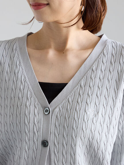 ミニケーブル刺繍Vネックカーディガン（グレー/ブラック/レッド）｜Te chichi（テチチ）通販