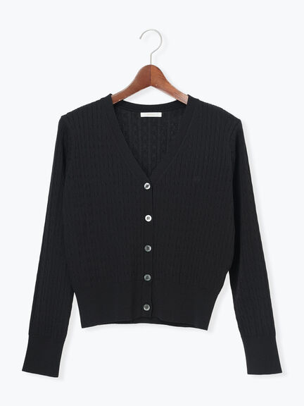 ミニケーブル刺繍Vネックカーディガン（グレー/ブラック/レッド）｜Te chichi（テチチ）通販