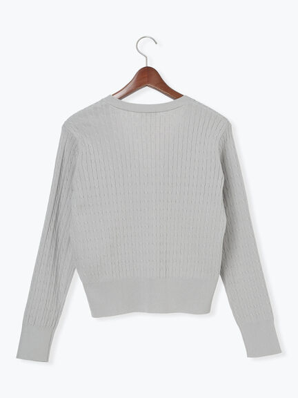 ミニケーブル刺繍Vネックカーディガン（グレー/ブラック/レッド）｜Te chichi（テチチ）通販