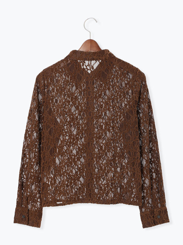 セール】 起毛レースシャツ（ブラック/ブラウン/トップス/シャツ