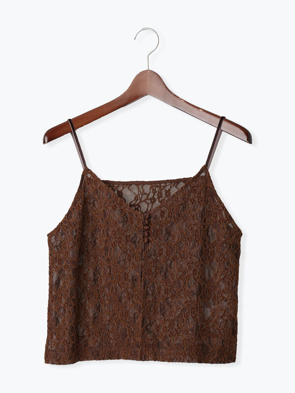 セール】 起毛レース前後2WAYキャミブラウス（ブラック/ブラウン