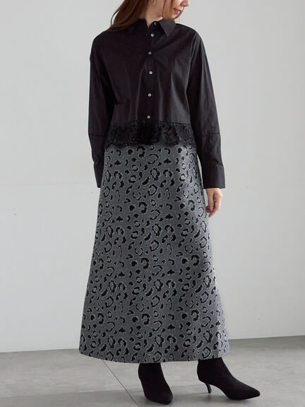 スカラップレース切替シャツブラウス（オフホワイト/ブラック）｜Te chichi（テチチ）通販