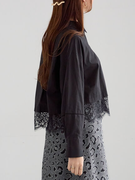 スカラップレース切替シャツブラウス（オフホワイト/ブラック）｜Te chichi（テチチ）通販