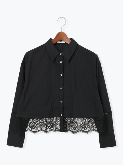 スカラップレース切替シャツブラウス（オフホワイト/ブラック）｜Te chichi（テチチ）通販