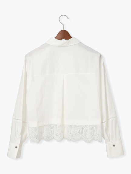 スカラップレース切替シャツブラウス（オフホワイト/ブラック）｜Te chichi（テチチ）通販