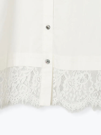 スカラップレース切替シャツブラウス（オフホワイト/ブラック）｜Te chichi（テチチ）通販