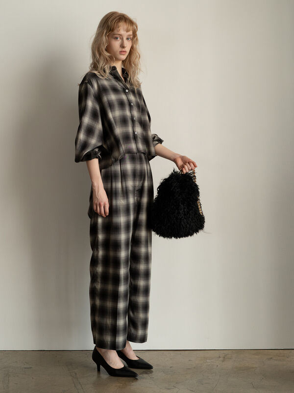 チェックショートシャツ（セットアップ可）《2025Autumn catalog item》（ブラック）｜Te chichi（テチチ）通販
