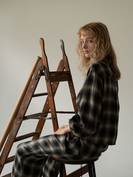 チェックショートシャツ（セットアップ可）《2025Autumn catalog item》（ブラック/ブラウン）｜Te chichi（テチチ）通販