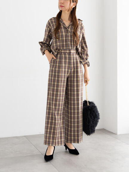 チェックショートシャツ（セットアップ可）《2025Autumn catalog item》（ブラック/ブラウン）｜Te chichi（テチチ）通販