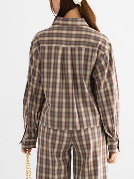 チェックショートシャツ（セットアップ可）《2025Autumn catalog item》（ブラック/ブラウン）｜Te chichi（テチチ）通販