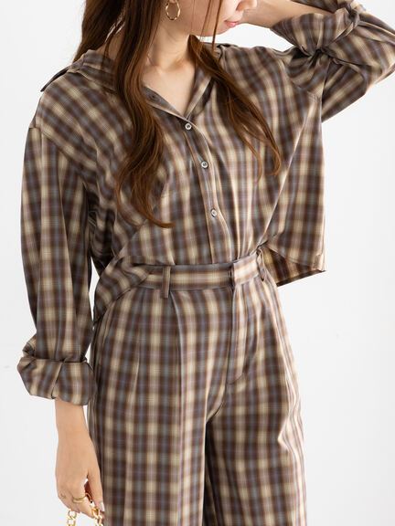 チェックショートシャツ（セットアップ可）《2025Autumn catalog item》（ブラック/ブラウン）｜Te chichi（テチチ）通販
