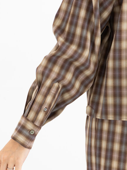チェックショートシャツ（セットアップ可）《2025Autumn catalog item》（ブラック/ブラウン）｜Te chichi（テチチ）通販