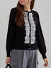 フロントレースクルーネックカーディガン(ブラック)|Te chichi(テチチ)通販