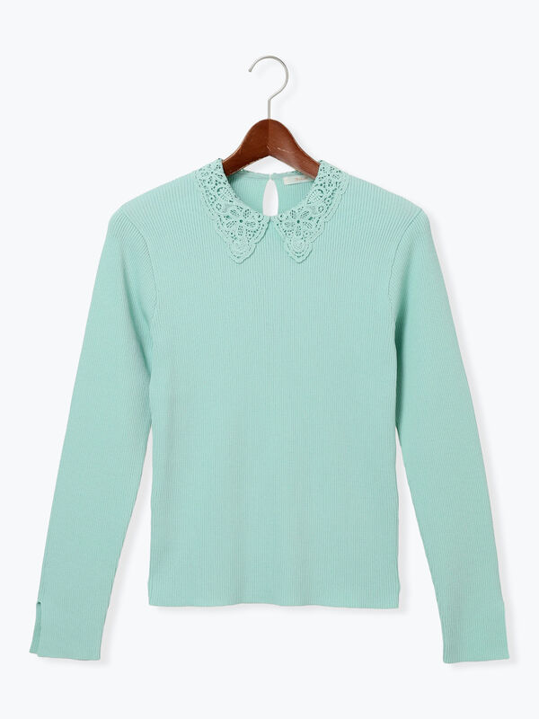 美品✨sheller femininity シェリエ　ケミカルレースニット Te chichi ニット セーター ケミカルレースカラーリブニット