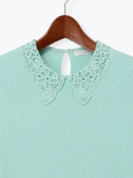 ケミカルレースカラーリブニット（チャコールグレー/グリーン/ネイビー）｜Te chichi（テチチ）通販