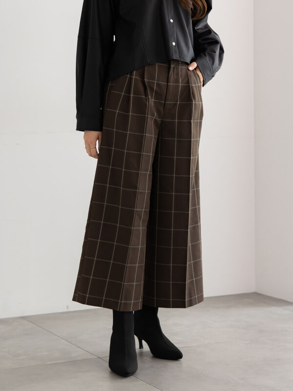 セール】 パターンアソートワイドクロップトパンツ（チャコールグレー